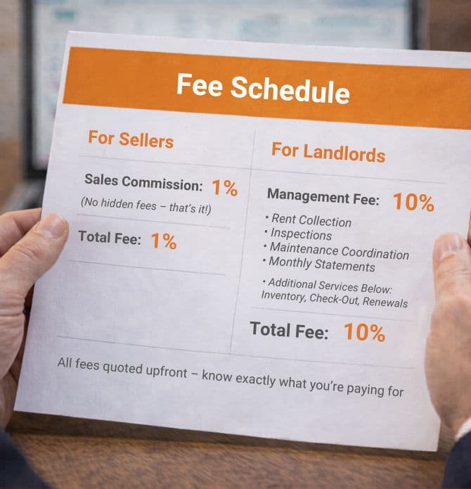 Clear, itemised property fee schedule